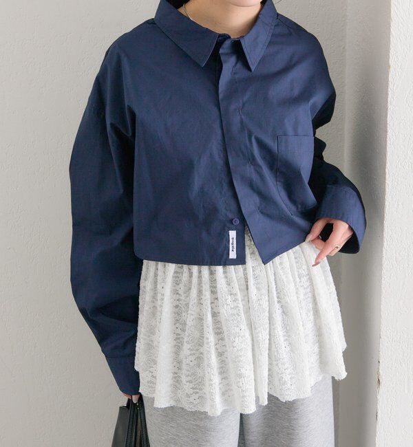  「ワイドショートシャツ」|シャツ・ブラウス|ネイビー