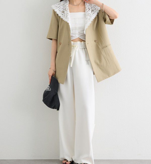  「レース付け襟半袖ジャケット」|テーラードジャケット|