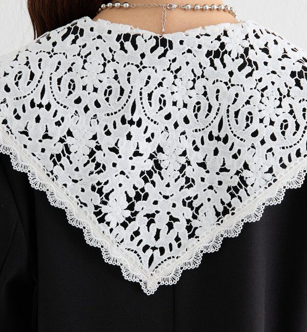  「レース付け襟半袖ジャケット」|テーラードジャケット|