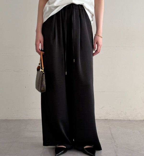  「サテンワイドイージーパンツ」|チノ|