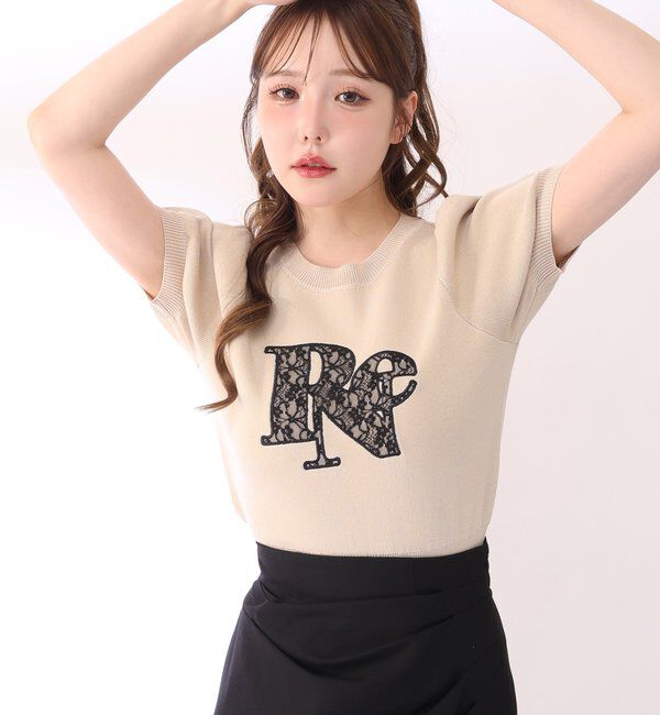  「レースロゴ半袖ニット」|ニット・セーター|