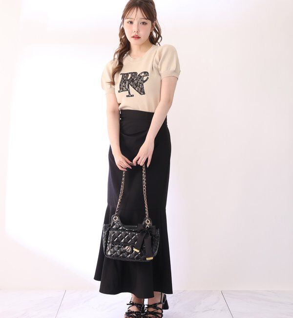  「レースロゴ半袖ニット」|ニット・セーター|