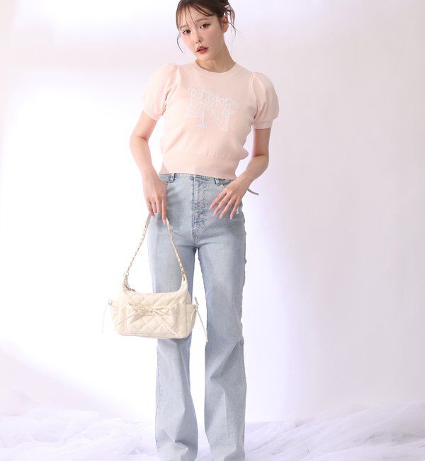  「レースロゴ半袖ニット」|ニット・セーター|