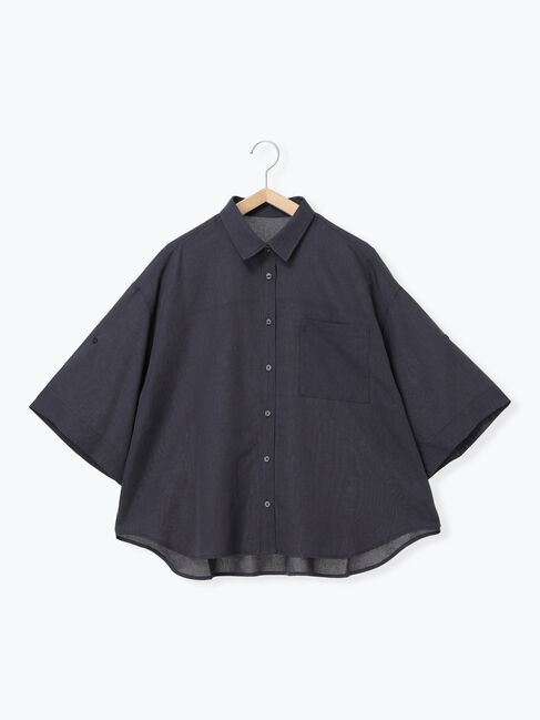 Samansa Mos2「ハーフスリーブシャツ」|シャツ・ブラウス|ネイビー