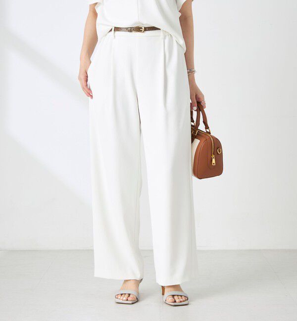 NOLLEY'S sophi「《セットアップ対応》ウォッシャブルツイルイージーワイドパンツ」|その他|ホワイト