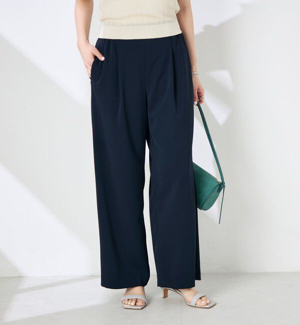 NOLLEY'S sophi「《セットアップ対応》ウォッシャブルツイルイージーワイドパンツ」|その他|ネイビー