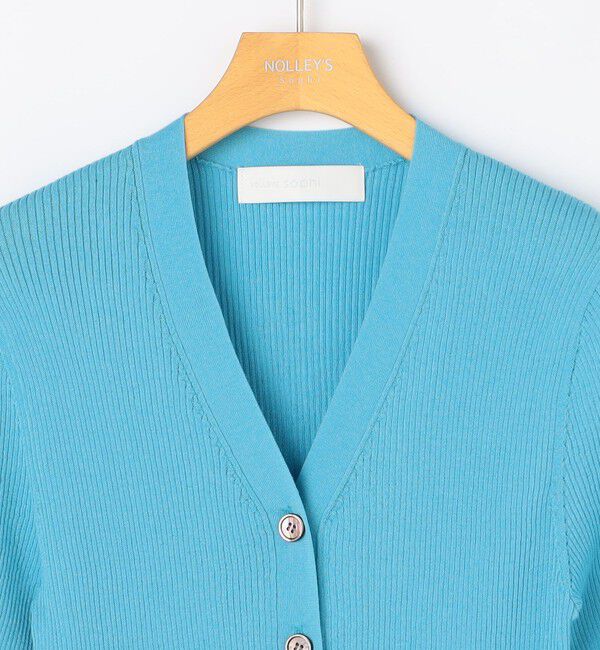 NOLLEY'S sophi「《手洗い可能》綿アセリブ半袖Vネックカーディガン」|カーディガン|