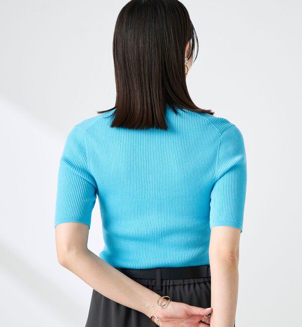 NOLLEY'S sophi「《手洗い可能》綿アセリブ半袖Vネックカーディガン」|カーディガン|