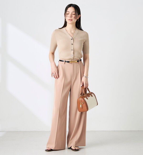 NOLLEY'S sophi「《手洗い可能》綿アセリブ半袖Vネックカーディガン」|カーディガン|