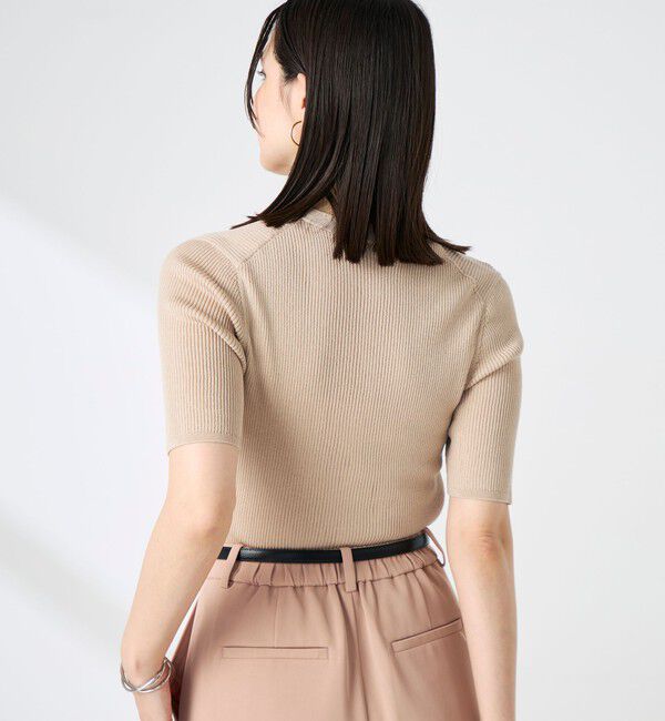 NOLLEY'S sophi「《手洗い可能》綿アセリブ半袖Vネックカーディガン」|カーディガン|