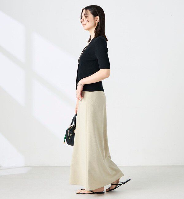 NOLLEY'S sophi「《手洗い可能》綿アセリブ半袖Vネックカーディガン」|カーディガン|