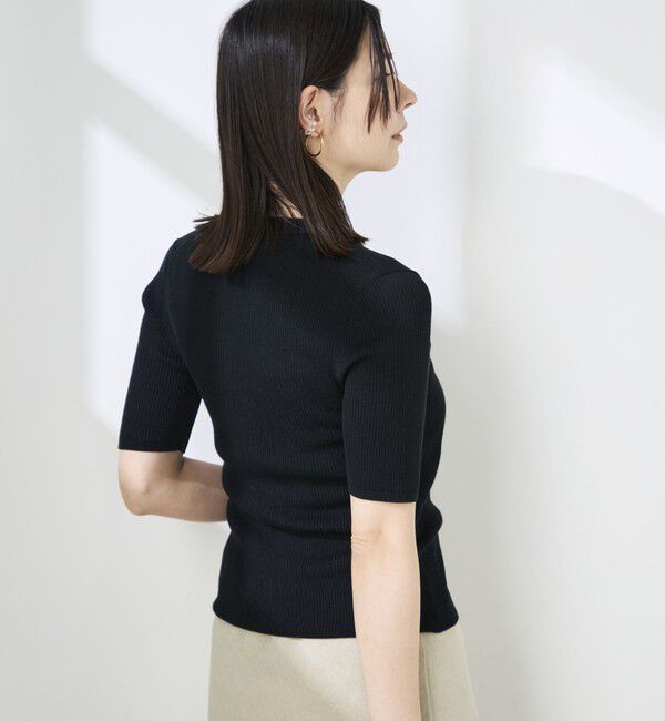 NOLLEY'S sophi「《手洗い可能》綿アセリブ半袖Vネックカーディガン」|カーディガン|