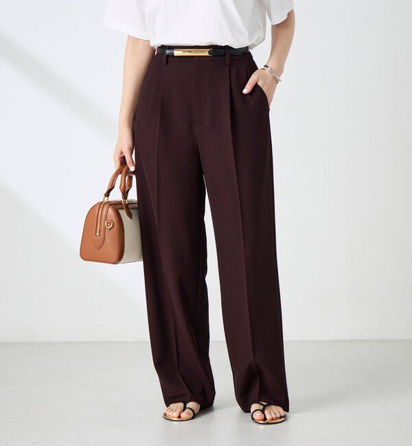 NOLLEY'S sophi「《セットアップ対応》ウォッシャブルドライツイルワイドパンツ」|その他|ダークブラウン