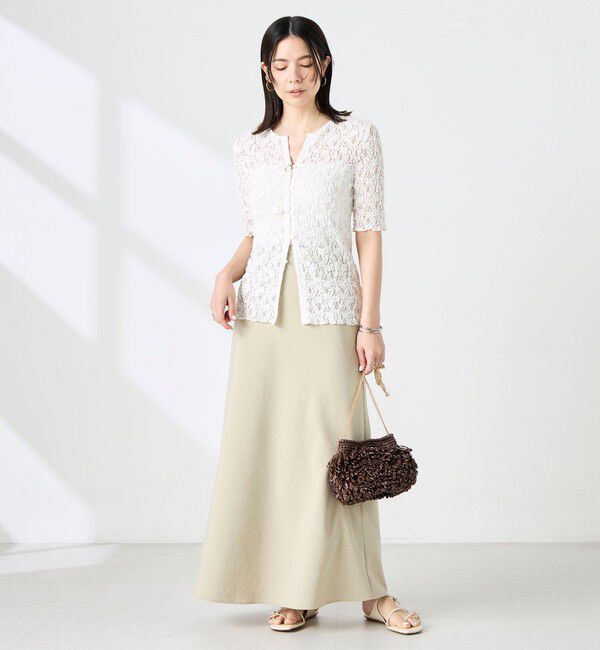 NOLLEY'S sophi「ウォッシャブルストレッチレース両前半袖カーデ」|カーディガン|