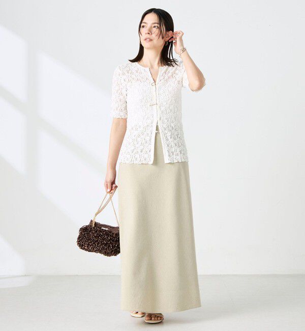 NOLLEY'S sophi「ウォッシャブルストレッチレース両前半袖カーデ」|カーディガン|