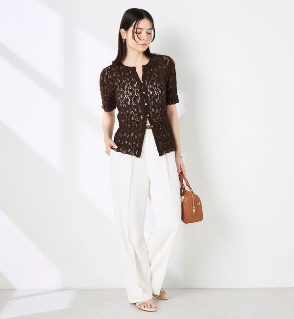 NOLLEY'S sophi「ウォッシャブルストレッチレース両前半袖カーデ」|カーディガン|