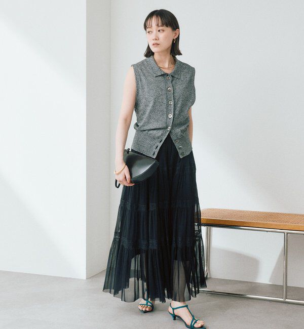  「【抜け感のある印象に】メランジポロカラーベスト」|ニット・セーター|