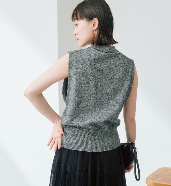  「【抜け感のある印象に】メランジポロカラーベスト」|ニット・セーター|