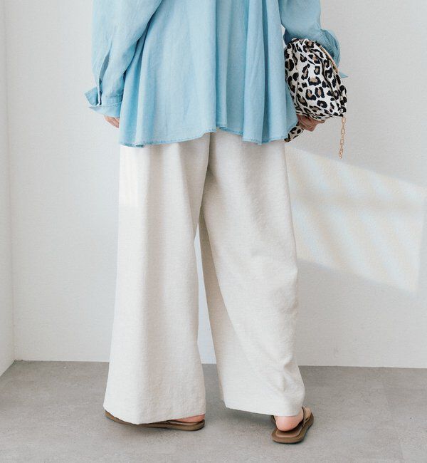  「予約【防シワ性/紫外線防止】リネンライクタックワイドスラックス」|チノ|