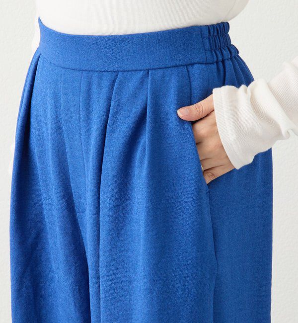  「予約【防シワ性/紫外線防止】リネンライクタックワイドスラックス」|チノ|