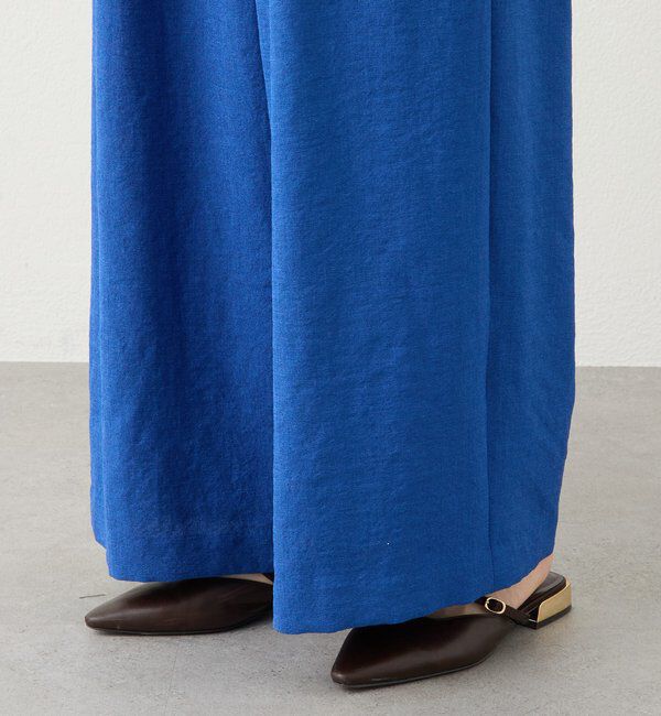  「予約【防シワ性/紫外線防止】リネンライクタックワイドスラックス」|チノ|