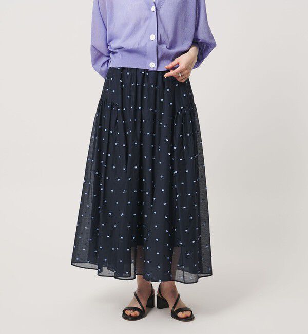 UNITED ARROWS「2トーン ドット ジャガード フレアスカート」|フレア|NAVY