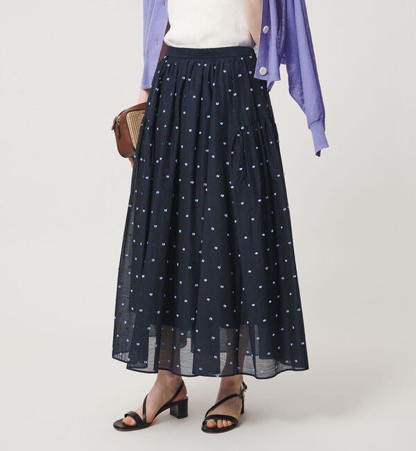 UNITED ARROWS「2トーン ドット ジャガード フレアスカート」|フレア|