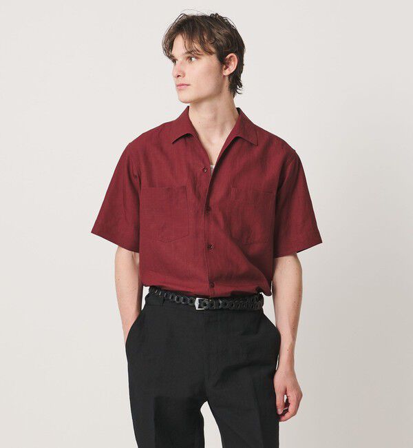 UNITED ARROWS「トリアセテート/ポリエステル ツイル オープンカラーシャツ」|シャツ・ブラウス|RED