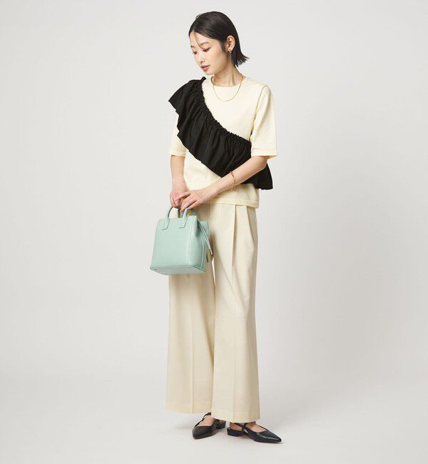 UNITED ARROWS green label relaxing「フリル ドッキング 5分袖 ニット プルオーバー ウォッシャブル」|ニット・セーター|