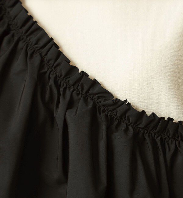 UNITED ARROWS green label relaxing「フリル ドッキング 5分袖 ニット プルオーバー ウォッシャブル」|ニット・セーター|