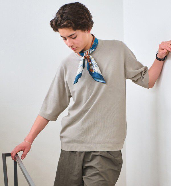 UNITED ARROWS green label relaxing「コットンナイロン リンクス クルーネック ショートスリーブ ニット -ウォッシャブル-」|ニット・セーター|LT.GRAY