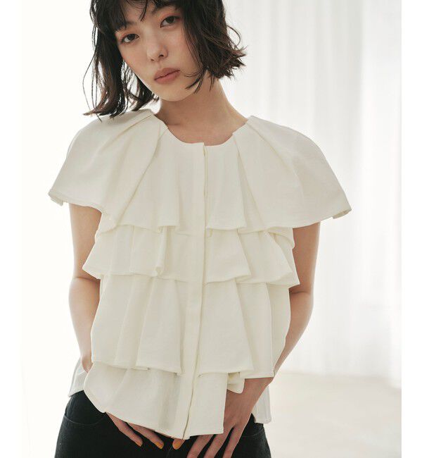 EMMEL REFINES「＜EMMEL REFINES＞EM ティアードフリル カットソー トップス」|Tシャツ・カットソー|WHITE
