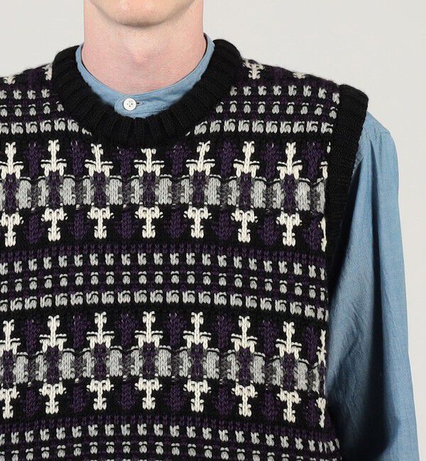 TOMORROWLAND MENS「【別注】Redeux メリノウールフェアアイル柄 クルーネックニットベスト」|ニット・セーター|