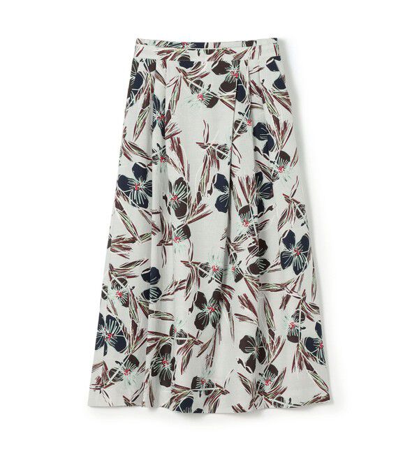 Ballsey「チェロキープリント タックロングスカート」|フレア|64 ライトブルー系