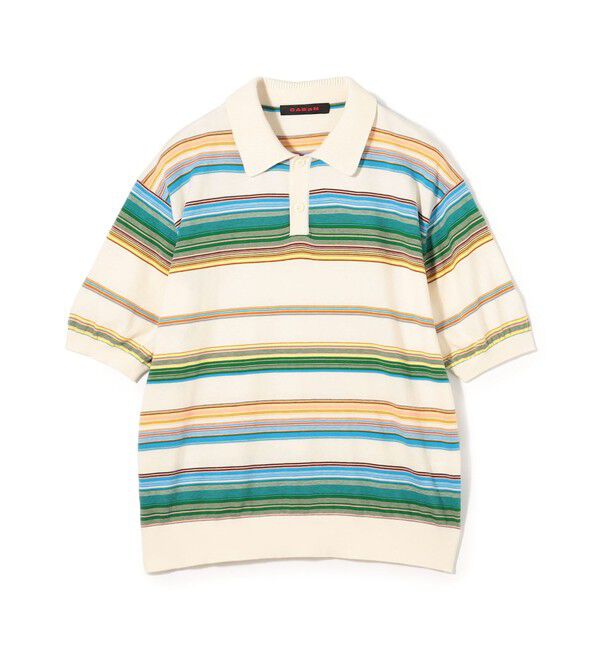 CABaN「コットンカシミヤ マルチボーダー ポロプルオーバー」|ニット・セーター|12 ホワイト系