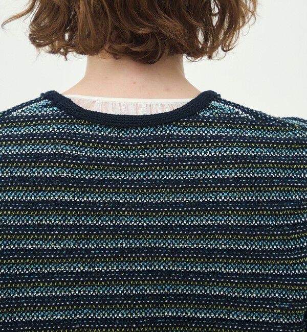 MACPHEE「ジャカードボーダー ハーフスリーブジャケット」|ノーカラージャケット|