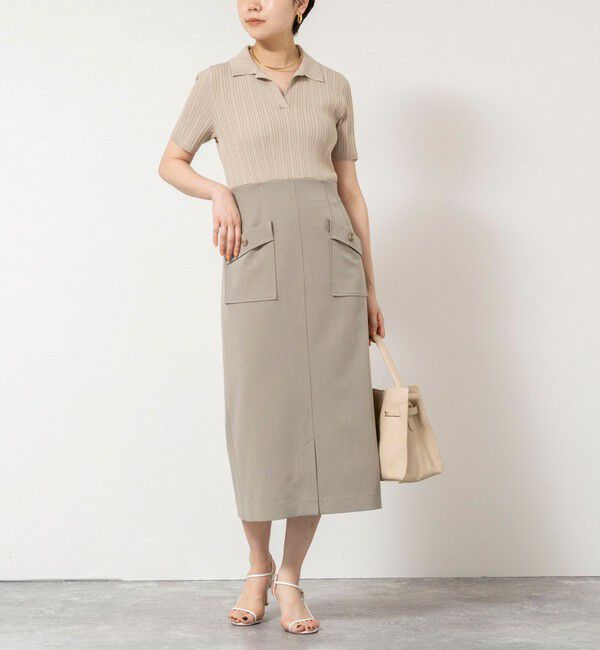 NOLLEY'S sophi「ウォッシャブルポロニットタイトスカートドッキングワンピース」|ワンピース|キャメル