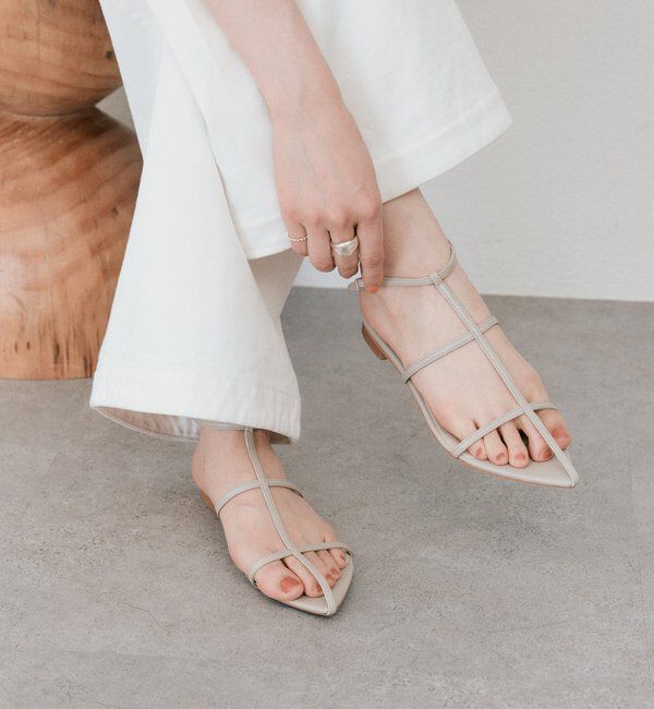  「予約【抜け感】ポインテッドラインサンダル」|サンダル|