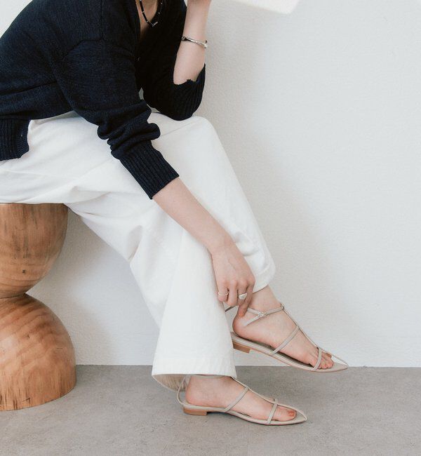  「予約【抜け感】ポインテッドラインサンダル」|サンダル|