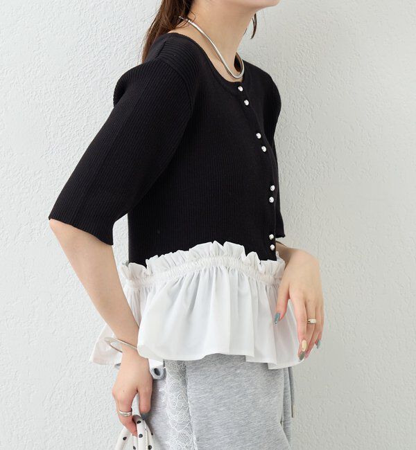  「ペプラム半袖ニット」|ニット・セーター|