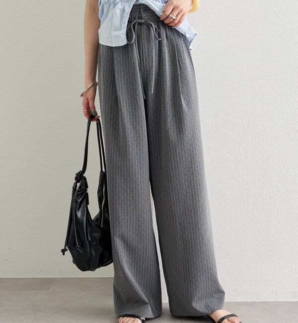  「ラインストーンWベルトパンツ」|チノ|