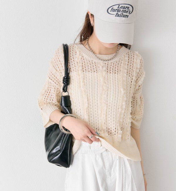  「フリルライン半袖ニット」|ニット・セーター|