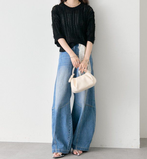  「フリルライン半袖ニット」|ニット・セーター|