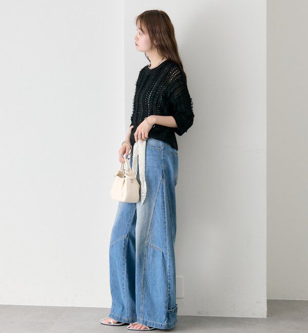  「フリルライン半袖ニット」|ニット・セーター|