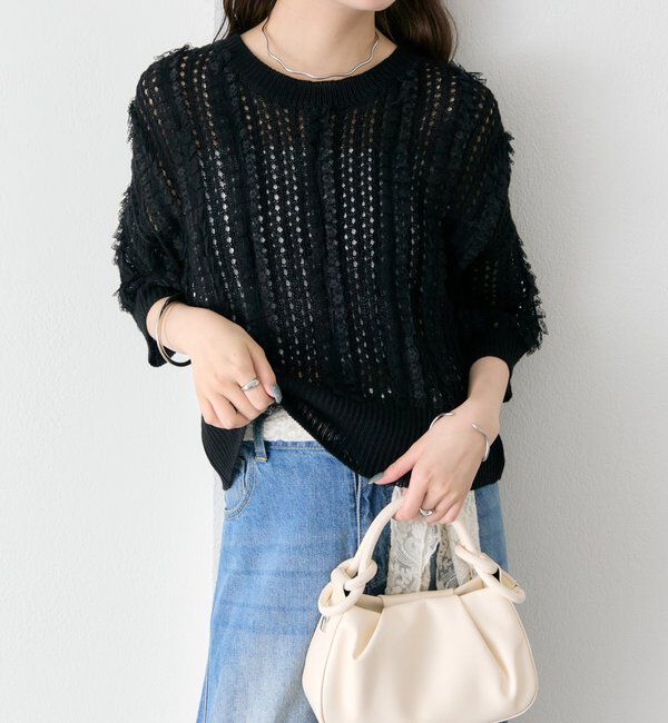  「フリルライン半袖ニット」|ニット・セーター|