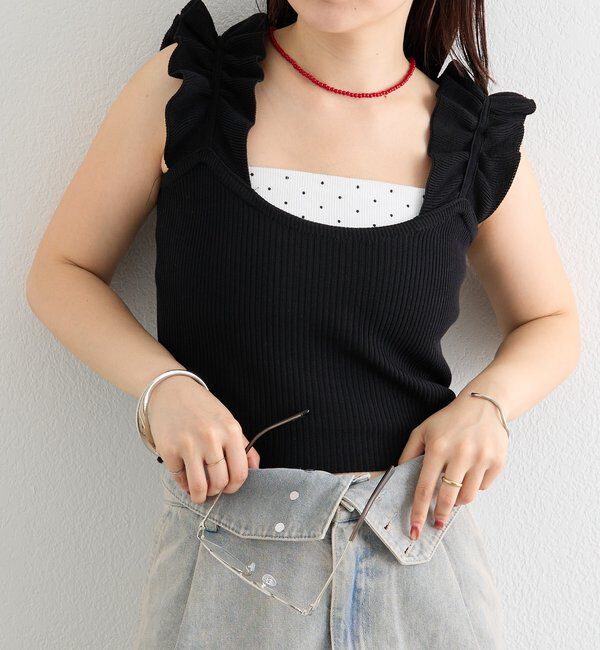  「フリルタンクニット」|ニット・セーター|ブラック