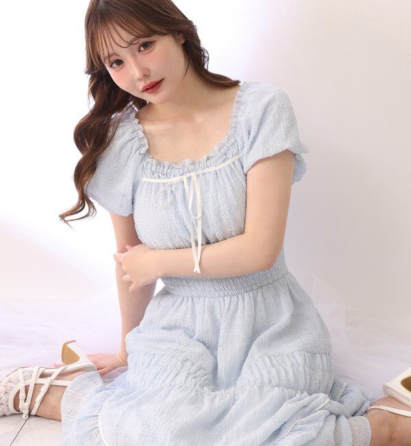  「【XSサイズあり】ウエストシャーリングリボンロングワンピース」|ワンピース|