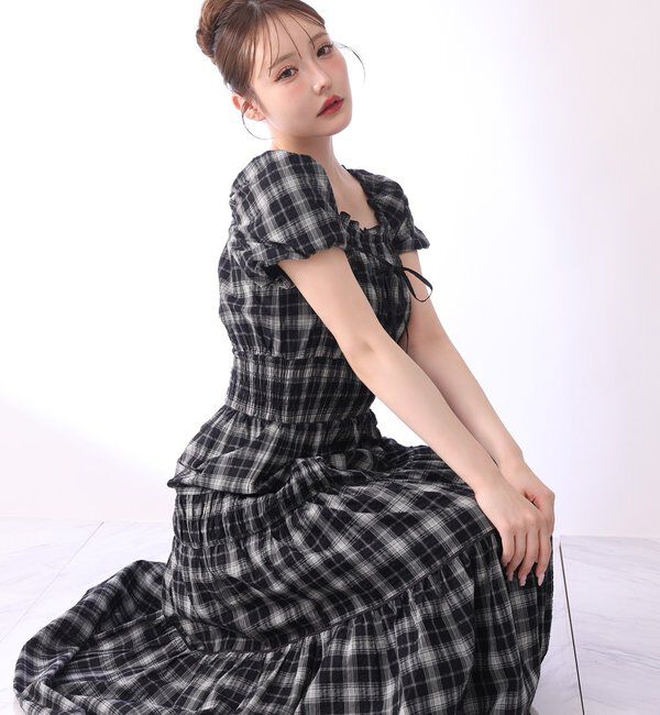  「【XSサイズあり】ウエストシャーリングリボンロングワンピース」|ワンピース|