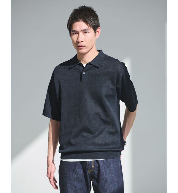 UNITED ARROWS green label relaxing「BREEZY ペーパー 半袖 ポロシャツ -ハンドウォッシャブル・抗菌・通気性-」|ポロシャツ|NAVY