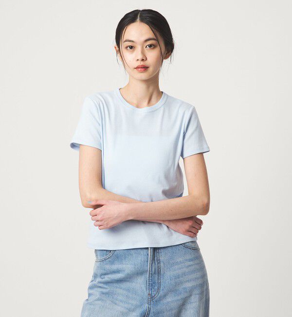 EMMEL REFINES「＜EMMEL REFINES＞EM フライスクルーネック チビTシャツ」|Tシャツ・カットソー|LT.BLUE